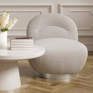 Langley Fabric Swivel Bedroom Chair In Cloud Grey